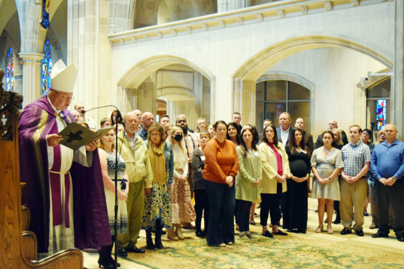 Bishop McGovern celebrated the Rite of Election and Call to Continuing Conversion on Sunday Feb. 26 at the Cathedral of St. Peter with dozens of catechumens and candidates preparing for the Sacraments of Initiation at the Easter Vigil.